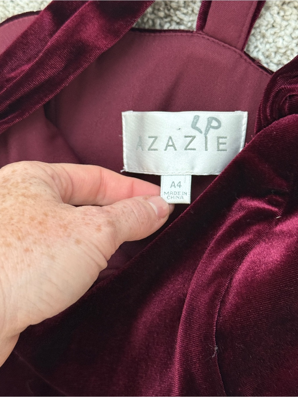 Azazie Deep Wine Velvet Maxi Dress - Picture 3 of 6